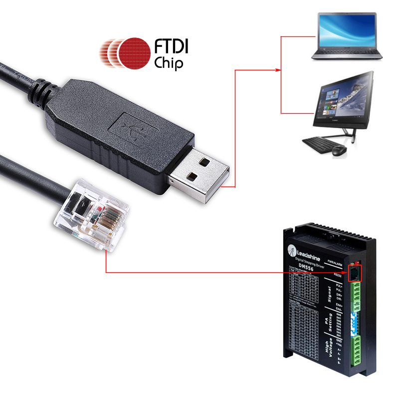 FTDI USB RS232 Serial to RJ12 6P6C Communication Tuning Cable